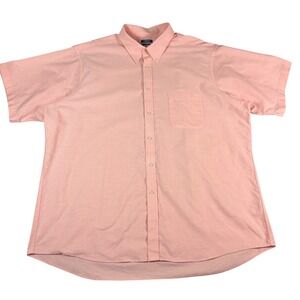 IZOD Mens 2XL Salmon Pink Short Sleeve Button Down Shirt All Over Stretch 2X
